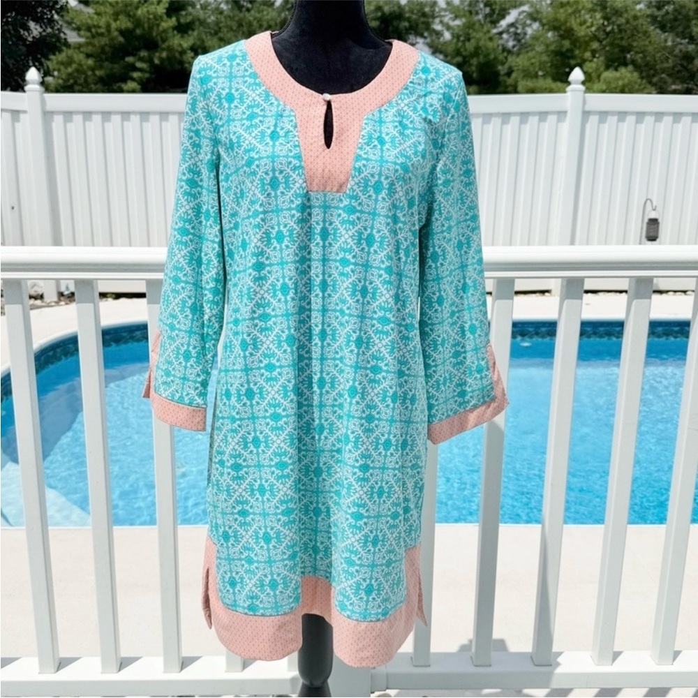 Cabana Life St. Pete Blue Orange Monaco Tunic Dress Cover Up Size XL